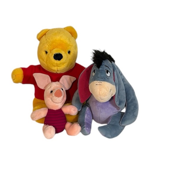 Disney Winnie-the-Pooh 3 Character- Pooh Eeyore Piglet- Plush Stuff Toy Lot - Picture 1 of 11